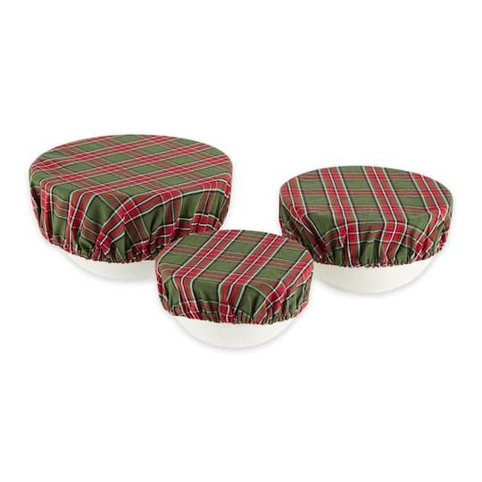DII&#xAE; O Christmas Tree Plaid Dish Cover Set, 3ct.